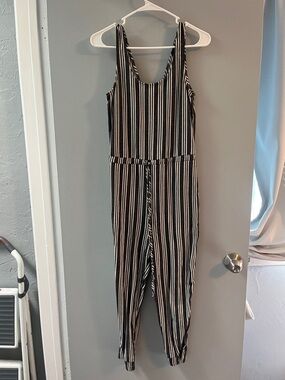 Black & White Vertical Stripe Jumpsuit